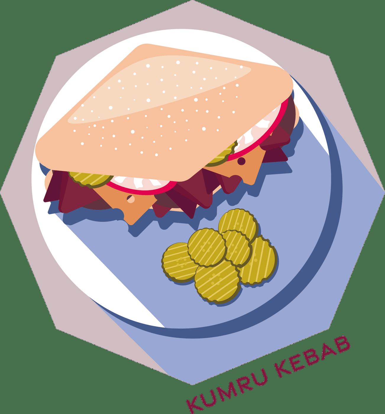 Mustaffa's own illustration of the Kumru Kebab with pickles